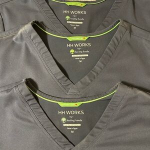 HH Works Women’s Pewter Scrub Tops Bundle (3 tops size medium)